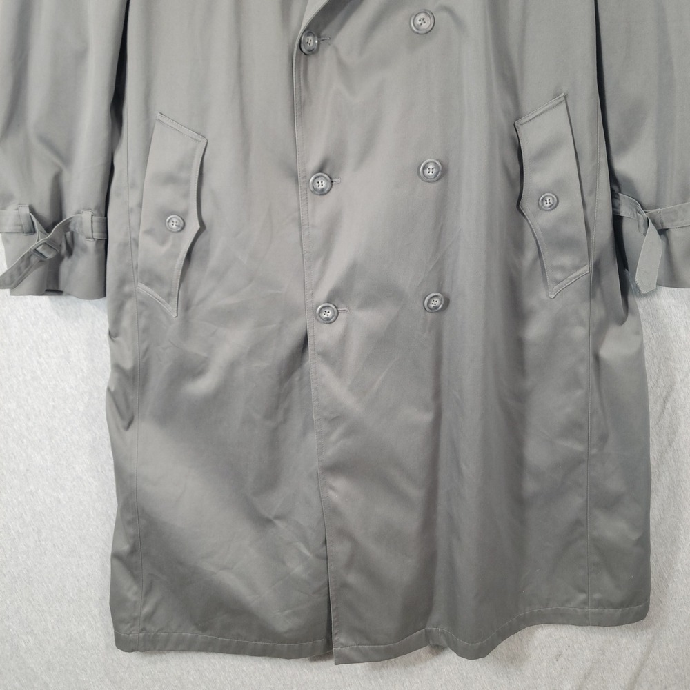 Vintage Towne London Fog Trench Coat Men 44 Gray Double Breasted Dark Academia - Picture 5 of 16